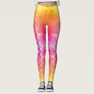 Färgfläckar i Hexagon Mönster - Bright Yoga Leggings