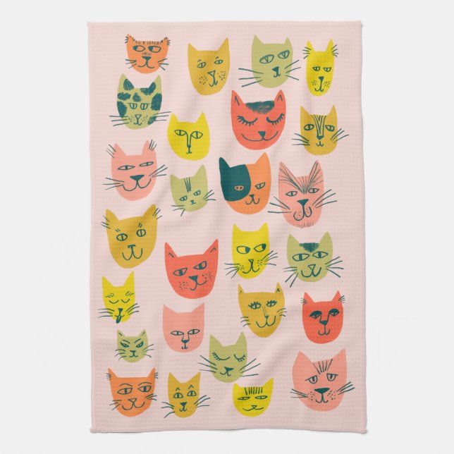 Färgfläckar Kittens Rosa Kökshandduk (Vertikal)