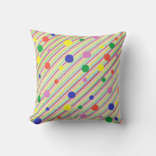 Färgfläckar med diagonal Rand och Polka dots Kudde