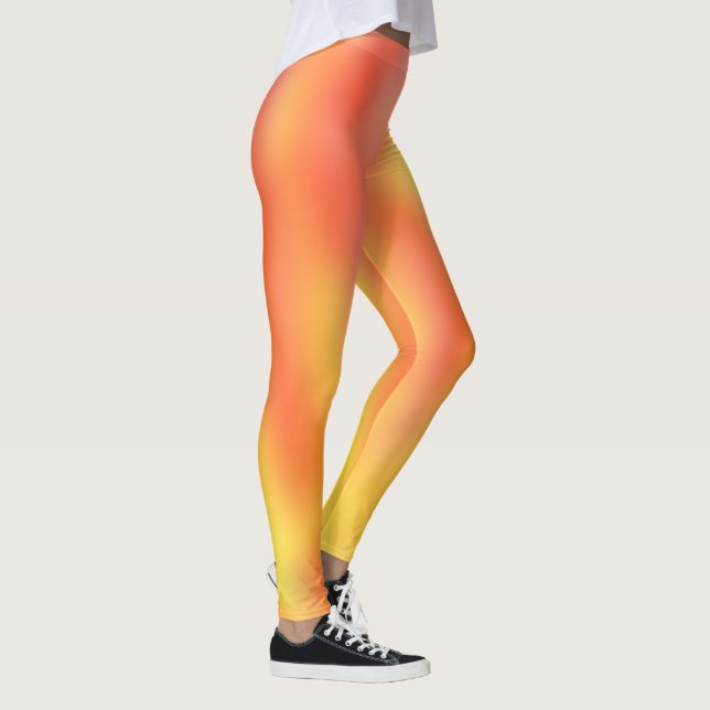 Färgfläckar med röd Orange Övertoning Mönster Leggings (Höger)