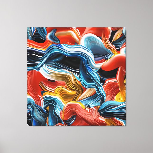 Färgfläckar med Vinkar Orange Blue Wall Art Canvastryck (Framsida)