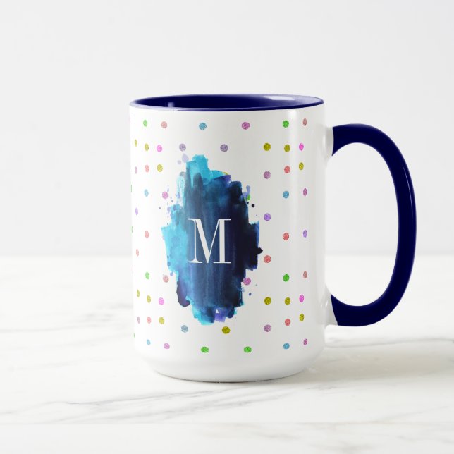 Färgfläckar monogram mugg (Höger)