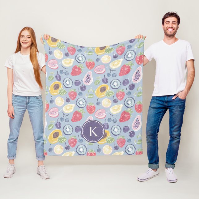 Färgfläckar Monogram Vår Mönster Fleecefilt (På plats)