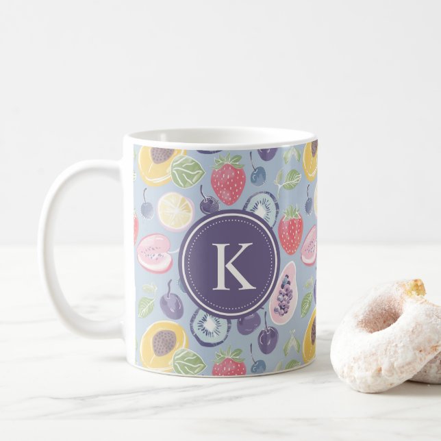 Färgfläckar Monogram Vår Mönster Kaffemugg (Med munk)