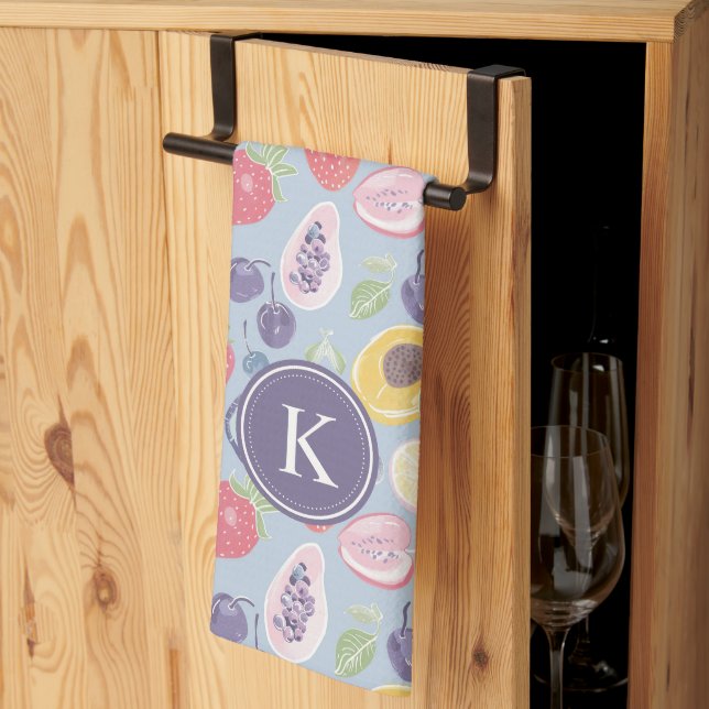 Färgfläckar Monogram Vår Mönster Kökshandduk (Thirds Fold)