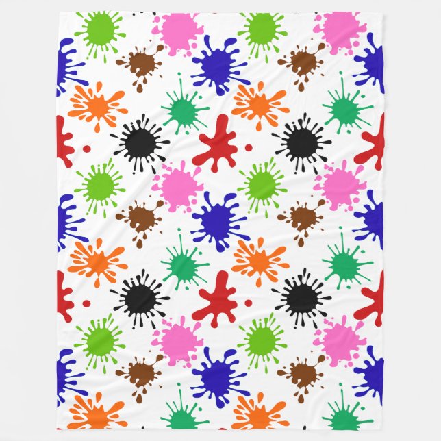 Färgfläckar Mönster i vitt Fleecefilt (Framsidan)