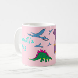 Färgfläckar Namn Dinosaurs Pastel Rosa Mugg
