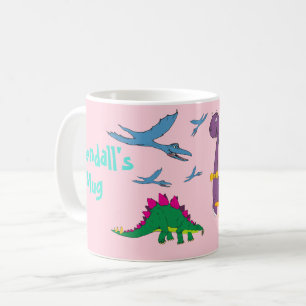 Färgfläckar Namn Dinosaurs Pastel Rosa Mugg