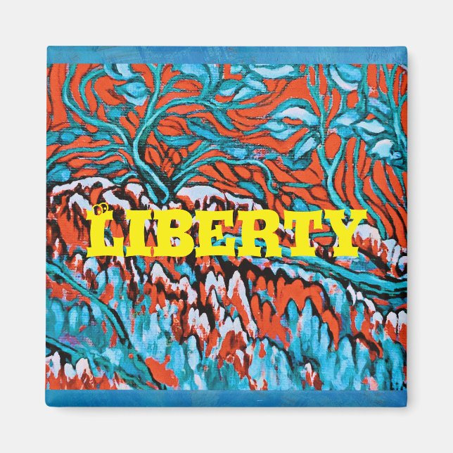 Färgfläckar och blå magiska träden magnet (Framsidan)