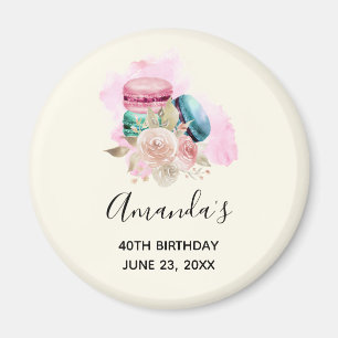 Färgfläckar och blommor Födelsedag med vattenfärg Magnet