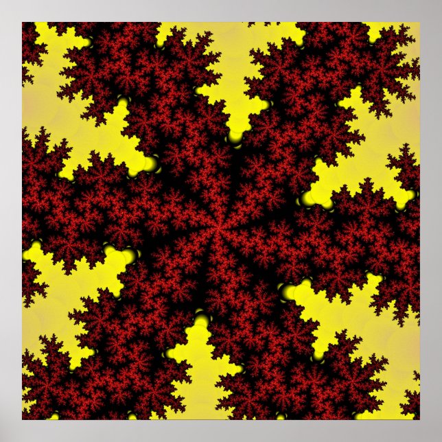 Färgfläckar och Gult Fractal Poster (Framsidan)