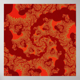Färgfläckar och Orange Fractal Poster
