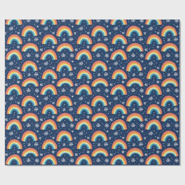 Färgfläckar och Snöflingor Presentpapper (Platt)