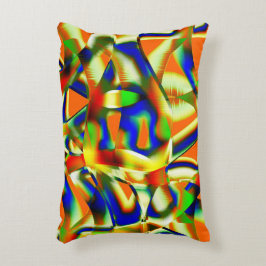 Färgfläckar på böjda grönaktiga beige remsor prydnadskudde