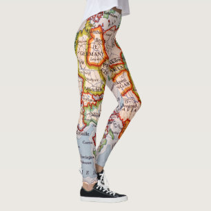 Färgfläckar på den geografiska världskartan leggings