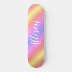 Färgfläckar på Glitter Rand Personlig Kids Mini Skateboard Bräda 18,5 Cm
