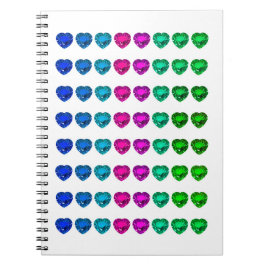 Färgfläckar på Heart Mönster Heart Gemstones Anteckningsbok
