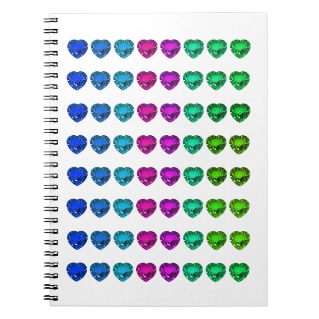 Färgfläckar på Heart Mönster Heart Gemstones Anteckningsbok (Framsidan)