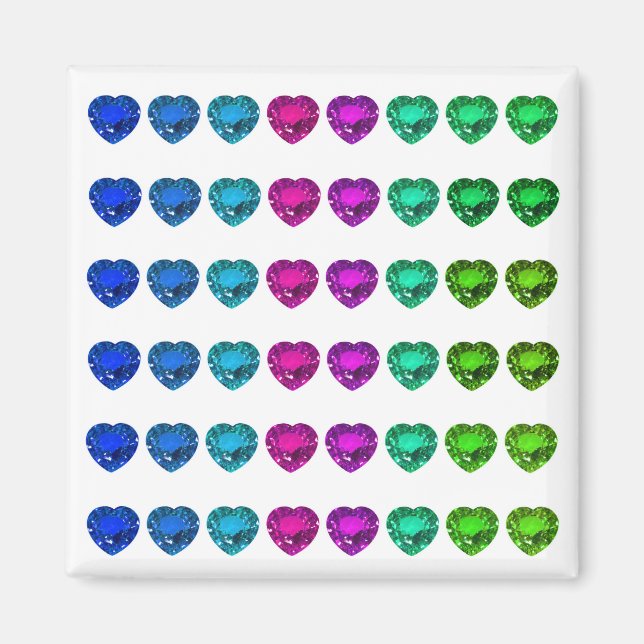 Färgfläckar på Heart Mönster Heart Gemstones Magnet (Framsidan)
