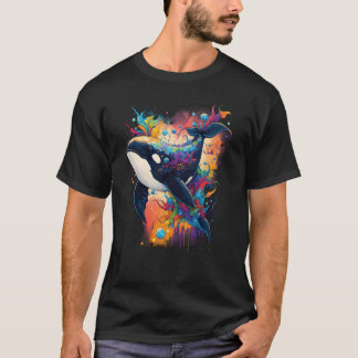 Färgfläckar på korkvalar som tittar på delfindegen t shirt
