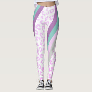 Färgfläckar på Lila Leopard Animal Print Leggings