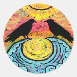 Färgfläckar på Ocean Vågar Sticker Runt Klistermärke