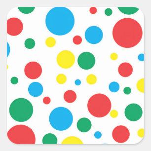 Färgfläckar på Polka dots; välj form Fyrkantigt Klistermärke
