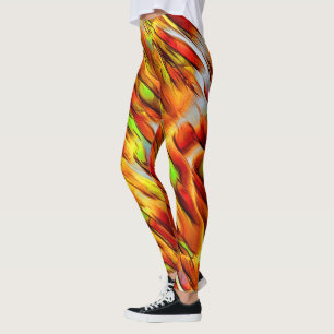 Färgfläckar på rödaktig och kromad gult, hett färg leggings