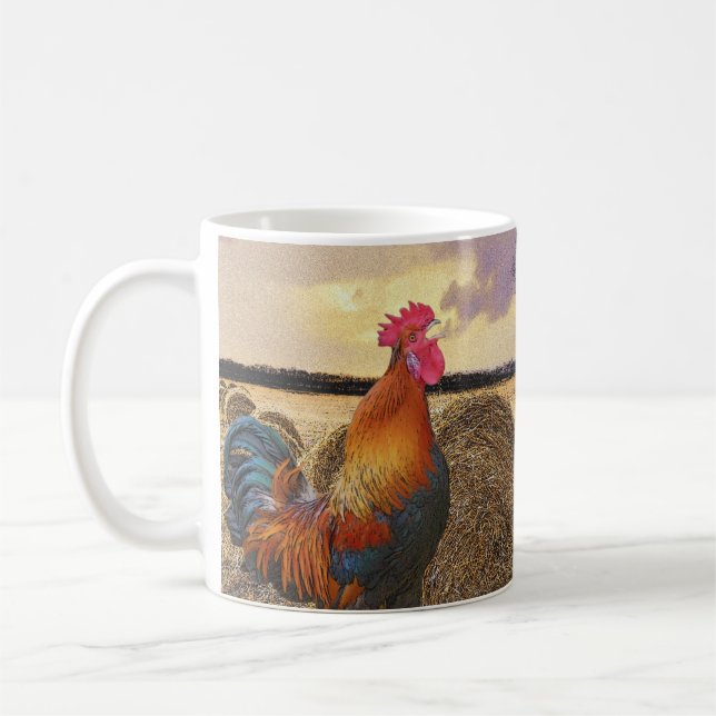 Färgfläckar på Tupp och hay Bales Kaffemugg (Vänster)