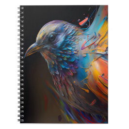 Färgfläckar på Vår Bird Stänk Art Abstrakt Paintin Anteckningsbok