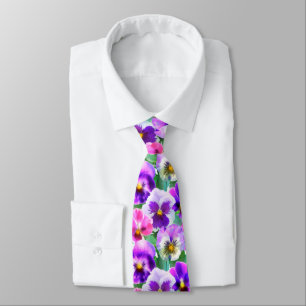 Färgfläckar Pansy Flower Mönster  Slips