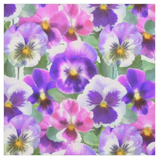 Färgfläckar Pansy Flowers Mönster Tyg (Provkarta)