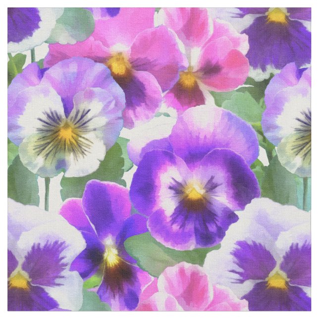 Färgfläckar Pansy Flowers Mönster Tyg (Närbild)