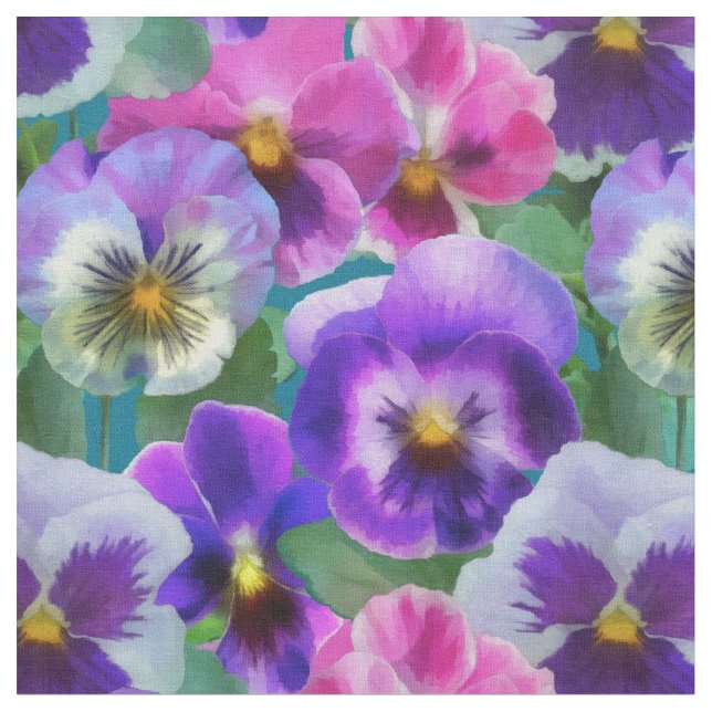 Färgfläckar Pansy Flowers Mönster Tyg (Närbild)