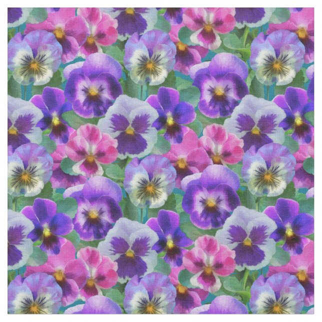 Färgfläckar Pansy Flowers Mönster Tyg (Närbild)