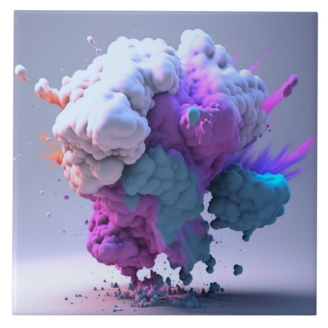 Färgfläckar, puffa moln, keramiskt plattor kakelplatta (Framsidan)