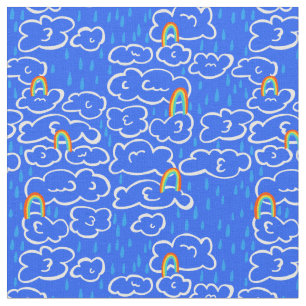 Färgfläckar Rain Rainbow Blue Mönster Tyg