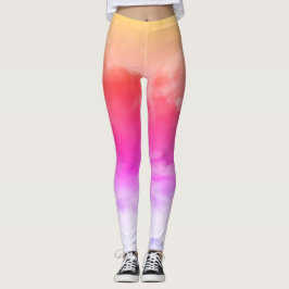 Färgfläckar Rosa Lila Gult Vit Leggings