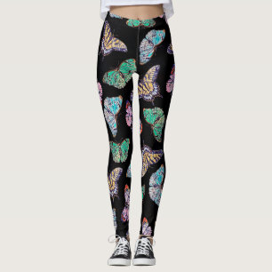 Färgfläckar Svart vattenfärgsfärg Leggings
