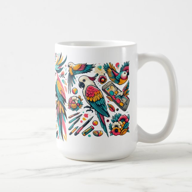 Färgfläckar Tropical Art Kaffemugg (Höger)