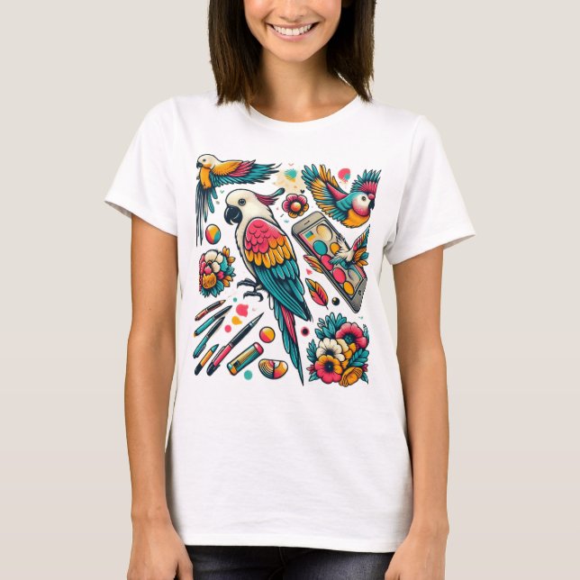 Färgfläckar Tropical Art T Shirt (Framsida)