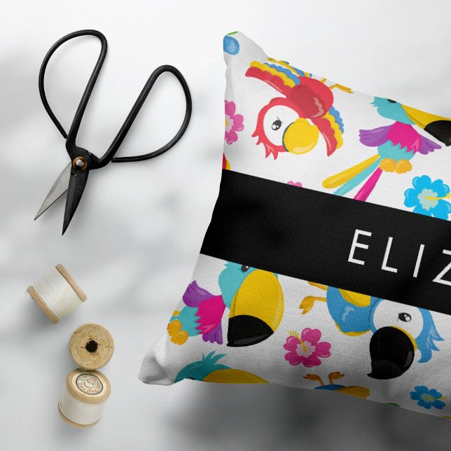 Färgfläckar, tropiska morötter, ditt namn prydnadskudde (Skapare uppladdad)