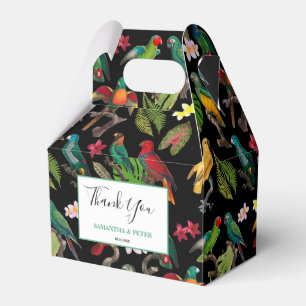 Färgfläckar, tropiska parroter, Löv Flowers Bröllo Presentaskar