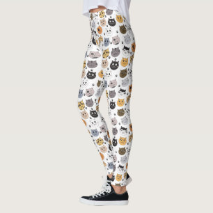 Färgfläckar, udda katter och Tass Mönster Leggings