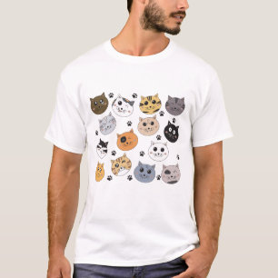 Färgfläckar, udda katter och Tass Mönster T Shirt