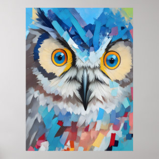 Färgfläckar Uggla Porträtt Poster