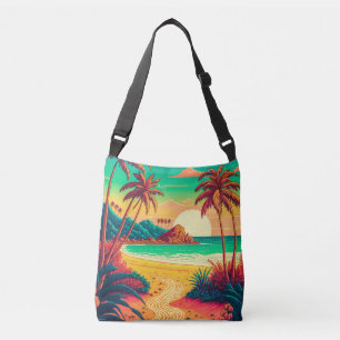 Färgfläckar vid Tropical Beach Landcape Artwork   Axelväska