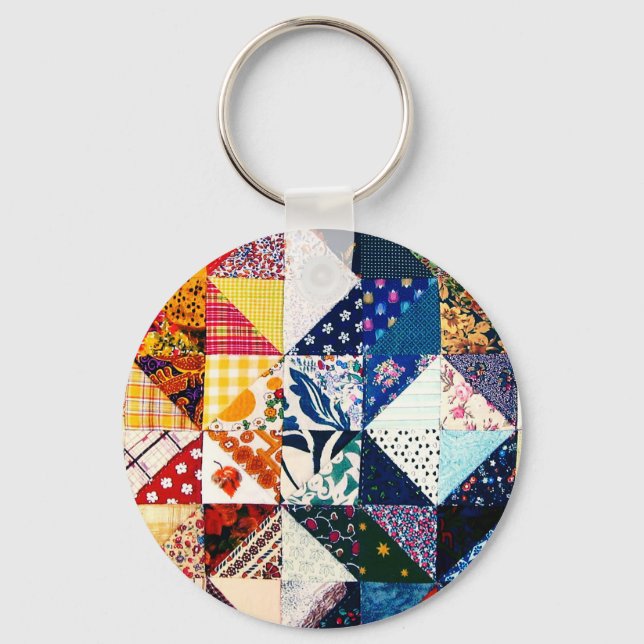 Färgfläckarbete Kort, unik färgstark nyckelkedja Nyckelring (Framsida)