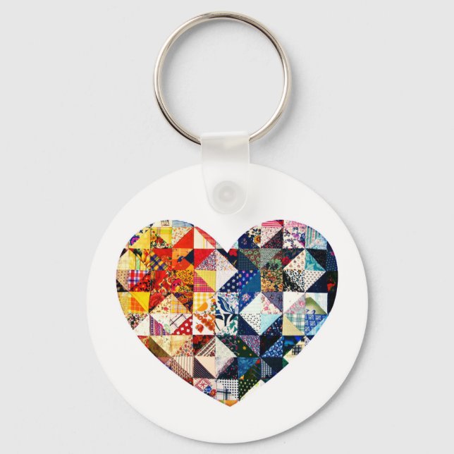 Färgfläckarbete Quilt Heart Nyckelring (Framsida)
