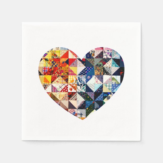 Färgfläckarbete Quilt Heart Pappersservett (Framsidan)